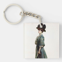ヴィンテージグラマリーレディファッションイラストレーション キーホルダー