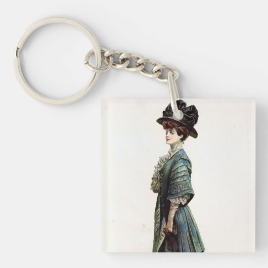 ヴィンテージグラマリーレディファッションイラストレーション キーホルダー (正面)
