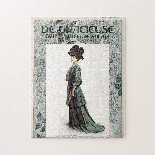 ヴィンテージグラマリーレディファッションイラストレーション ジグソーパズル (縦)