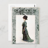 ヴィンテージグラマリーレディファッションイラストレーション ポストカード (正面/裏面)