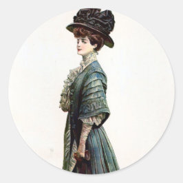 ヴィンテージグラマリーレディファッションイラストレーション ラウンドシール