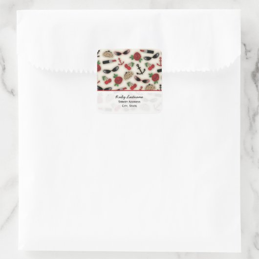 ヴィンテージグラマーインスパイアアドレス・ステッカー スクエアシール (バッグ)