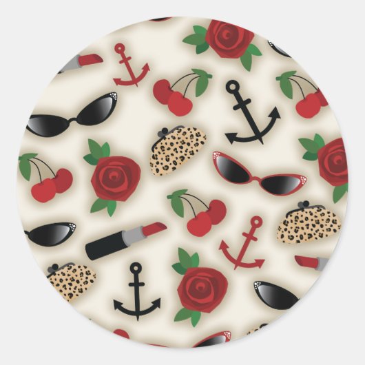 ヴィンテージグラマーインスパイア封筒用シールシール ラウンドシール (正面)