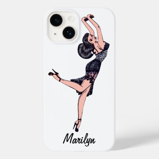 ヴィンテージグラマーガールブルネットブロムシェルランジェリー Case-Mate iPhoneケース (裏面)