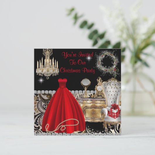 ヴィンテージグラマークリスマス招待状 招待状 (スタンド正面)