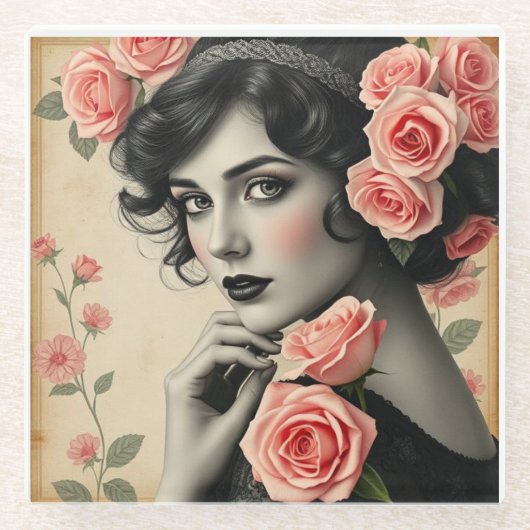 ヴィンテージグラマーバラアールデココースター ガラスコースター (正面)