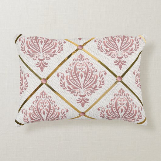 ヴィンテージグラマーバラマウブダマスクオンホワイトリネン アクセントクッション (正面)