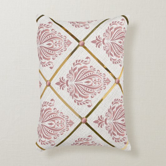 ヴィンテージグラマーバラマウブダマスクオンホワイトリネン アクセントクッション (正面(垂直))