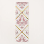 ヴィンテージグラマーバラマウブダマスクオンホワイトリネン ヨガマット (正面)
