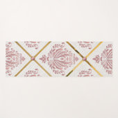 ヴィンテージグラマーバラマウブダマスクオンホワイトリネン ヨガマット (正面(横))