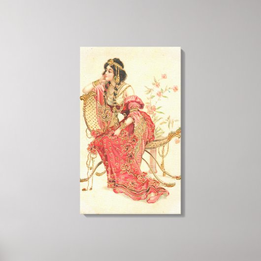 ヴィンテージグラマー勉強 – レディスティビング キャンバスプリント (正面)