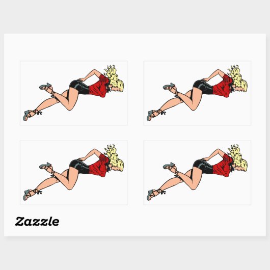 ヴィンテージグラマー女の子ネクストドアブロンドブロンシェル 長方形シール (シート)