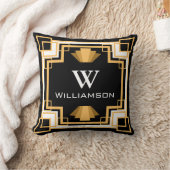 ヴィンテージグラマー1920s金ゴールドと黒の幾何学的 クッション (ブランケット)