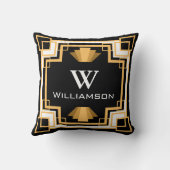 ヴィンテージグラマー1920s金ゴールドと黒の幾何学的 クッション (裏面)