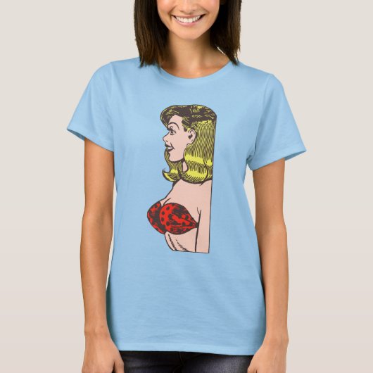 ヴィンテージグラマー・ガール、ビキニのブロンド・ブロンシェル Tシャツ (正面)