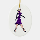 ヴィンテージグラマー・ガール、レトロ・ブロンド書記 セラミックオーナメント (正面)
