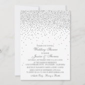 ヴィンテージグラムシルバー紙吹雪婚約シャワー 招待状 (正面)