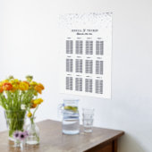 ヴィンテージグラムシルバー紙吹雪結婚のシーティングチャート 箔ポスター (レイダウン (キッチン))