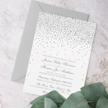 ヴィンテージグラムシルバー紙吹雪結婚式招待状