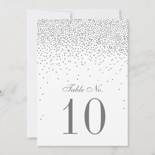 ヴィンテージグラムシルバー結婚紙吹雪のテーブル番号 招待状 (裏面)