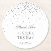 ヴィンテージグラムシルバー結婚紙吹雪 ラウンドペーパーコースター (正面)