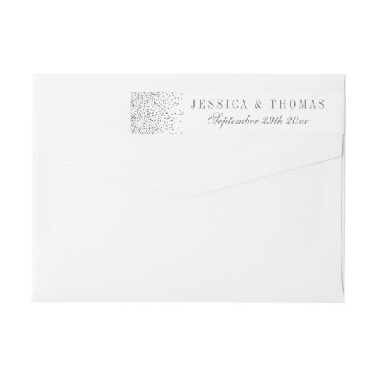 ヴィンテージグラムシルバー結婚紙吹雪 ラップアラウンドラベル (裏面)