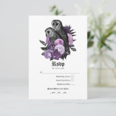 ヴィンテージグラムパープルフクロウ結婚ズ 出欠カード (スタンド正面)