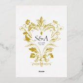 ヴィンテージグラムビクトリアンムーディラブポーション結婚ズ 箔招待状 (裏面)