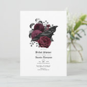 ヴィンテージグラムブルガンディレイヴンゴシックブライダルシャワー 招待状 (スタンド正面)