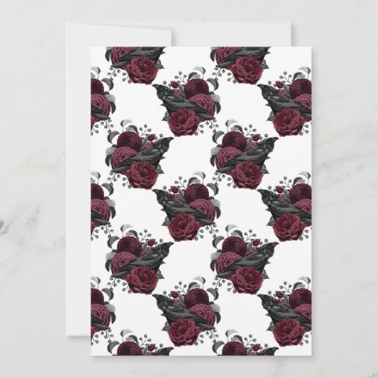 ヴィンテージグラムブルガンディレイヴンゴシックブライダルシャワー 招待状 (裏面)