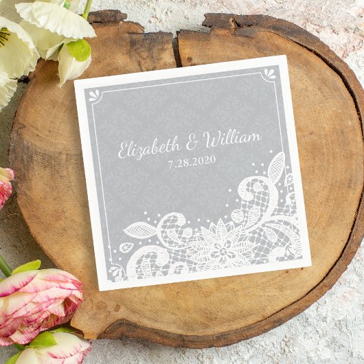 ヴィンテージグラムホワイトレ素朴ース結婚のカスタム スタンダードカクテルナプキン