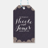 ヴィンテージグラムロマンティックレースパープルエレガントな結婚式 ギフトタグ (裏面)