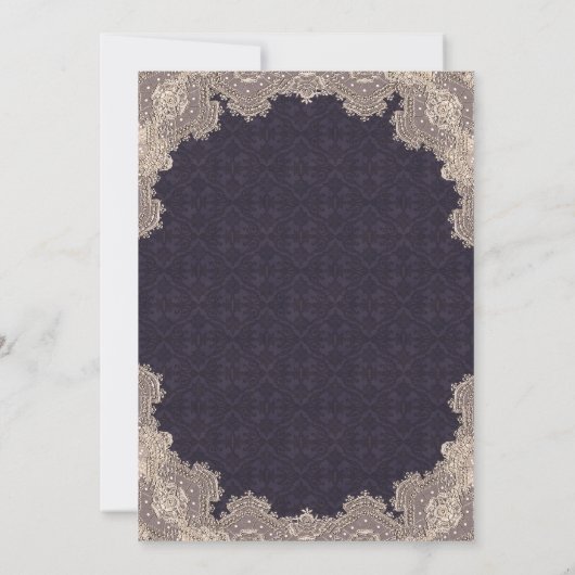 ヴィンテージグラムロマンティックレースパープルエレガントな結婚式 招待状 (裏面)