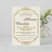 ヴィンテージグラム結婚ズ金箔招待状 箔招待状 (立ち正面)