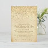 ヴィンテージグラム金ゴールド紙吹雪ブライダルシャワー 招待状 (スタンド正面)