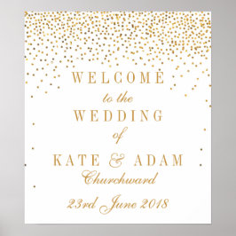 ヴィンテージグラム金ゴールド結婚紙吹雪の歓迎サイン ポスター