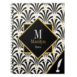 ヴィンテージグラム1920アールデコブラック&ホワイトパルメトス ノートブック