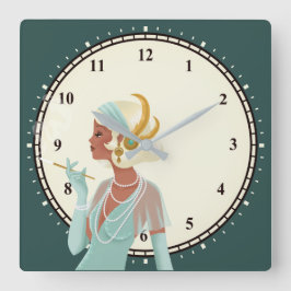 ヴィンテージグラム1920sレディーミートナンバーズターコイズ スクエア壁時計