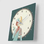 ヴィンテージグラム1920sレディーミートナンバーズターコイズ スクエア壁時計 (傾斜)