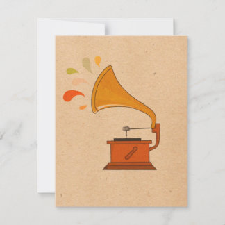 ヴィンテージグラモフォンのブラウンに音楽のスプラッシュを持つ