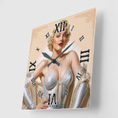 ヴィンテージグラモールハリウッドブロンド美しい スクエア壁時計 (傾斜)