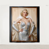 ヴィンテージグラモールハリウッドブロンド美しい タペストリー (正面)