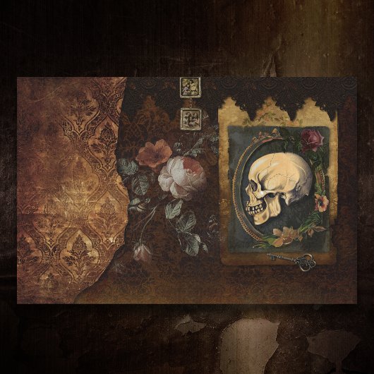 ヴィンテージグランギーハロウィーンスカルエフェメラデクページ 薄葉紙