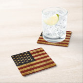 ヴィンテージグランジで愛国心が強い米国の米国旗 スクエアペーパーコースター (インサイチュ)
