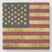 ヴィンテージグランジで愛国心が強い米国の米国旗 ストーンコースター (正面)