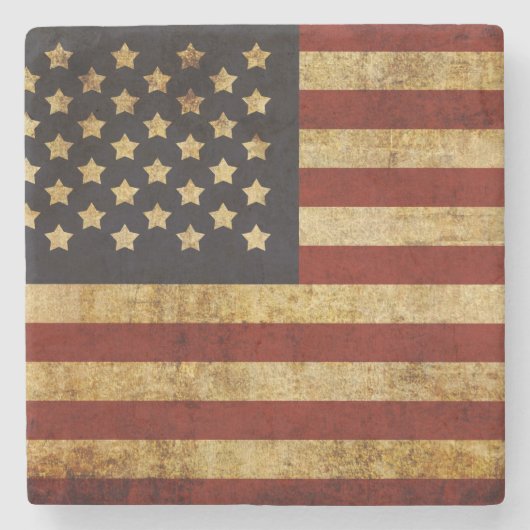 ヴィンテージグランジで愛国心が強い米国の米国旗 ストーンコースター (正面)