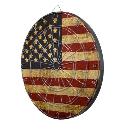 ヴィンテージグランジで愛国心が強い米国の米国旗 ダーツボード (正面右)