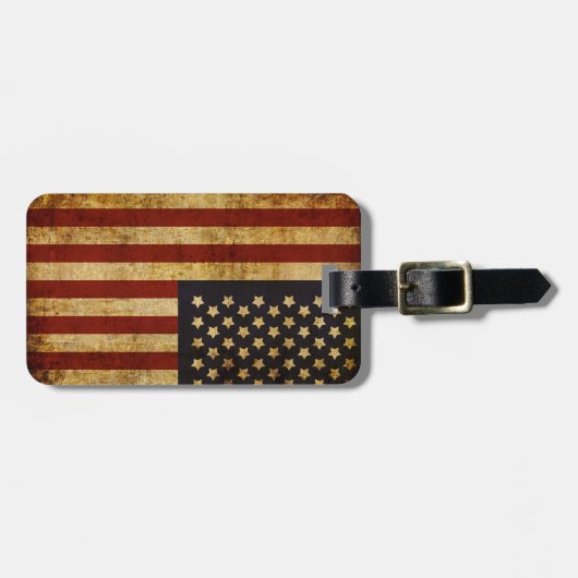 ヴィンテージグランジで愛国心が強い米国の米国旗 ラゲッジタグ (正面横)