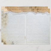 ヴィンテージグランジの裂けたエッジのスクラップブックの仕訳帳紙 (正面/裏面)