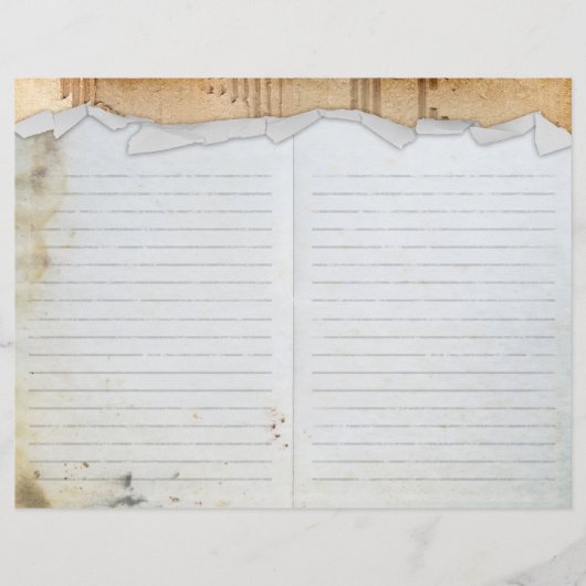 ヴィンテージグランジの裂けたエッジのスクラップブックの仕訳帳紙 (正面)